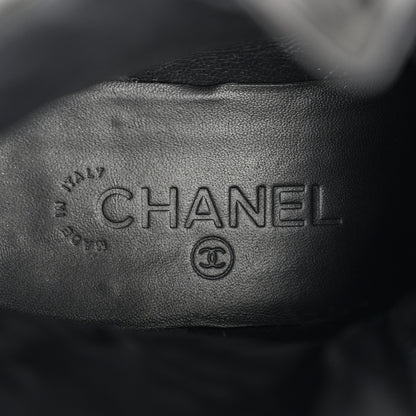Chanel Shiny Goatskin Calfskin Quilted Lace Up Combat Boots 40 Black 7 of 12
