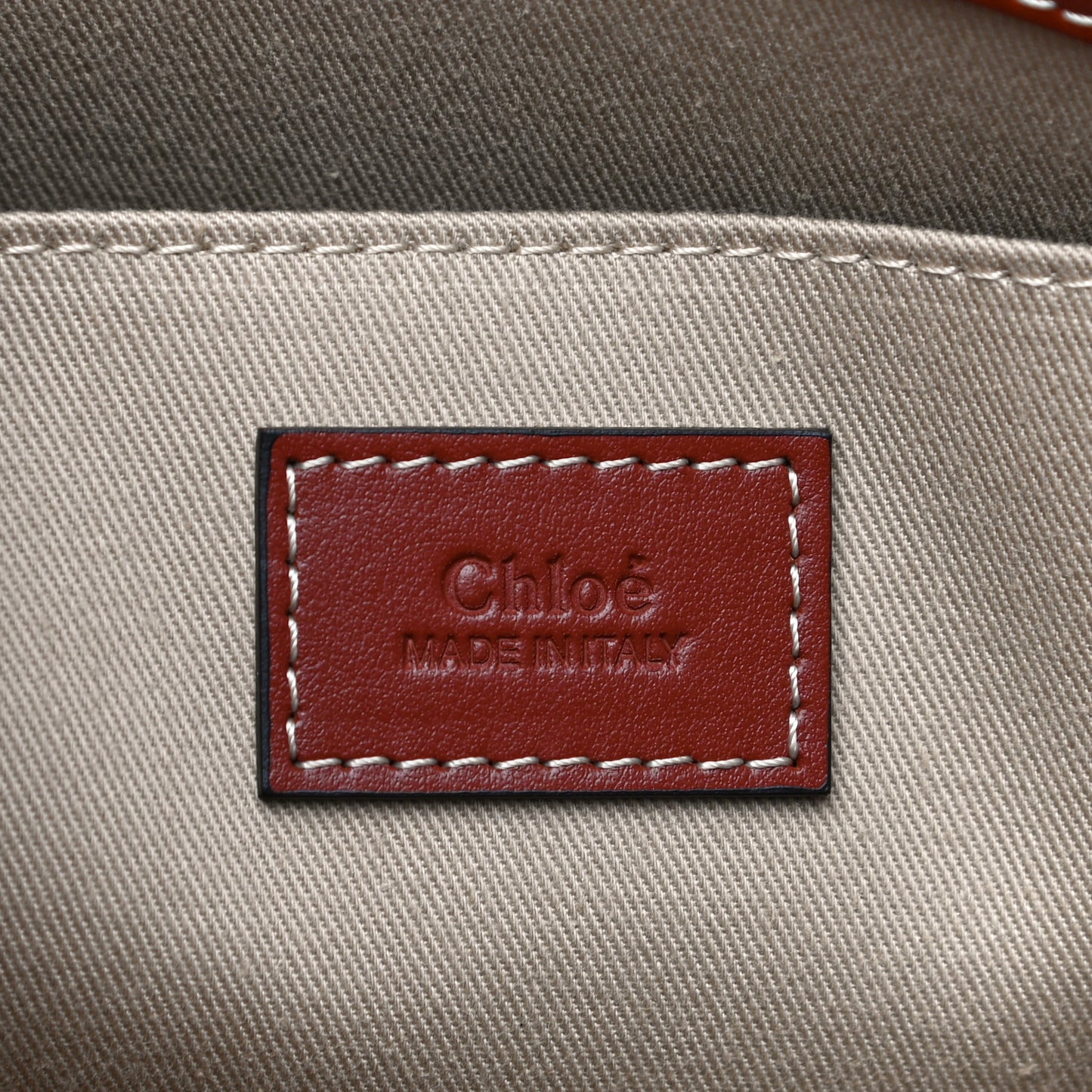 Calfskin Medium Woody Ribbon Tote Sepia Brown
