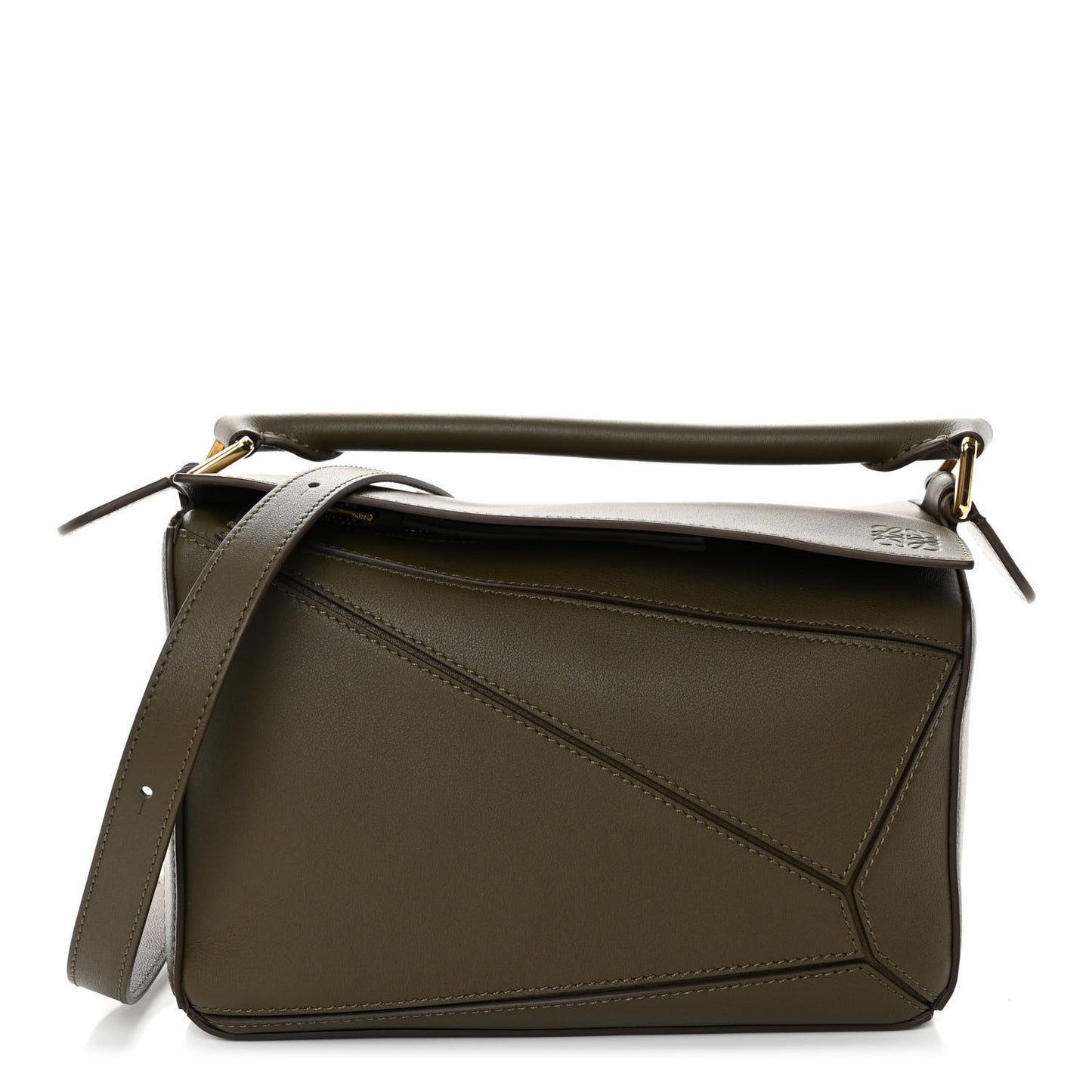 Calfskin Small Puzzle Bag Dark Khaki Green