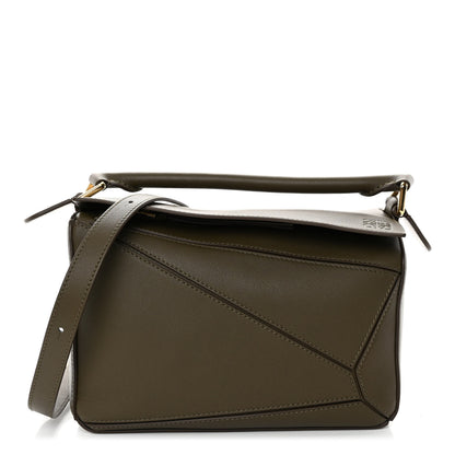 Loewe Calfskin Small Puzzle Bag Dark Khaki Green 1 of 9