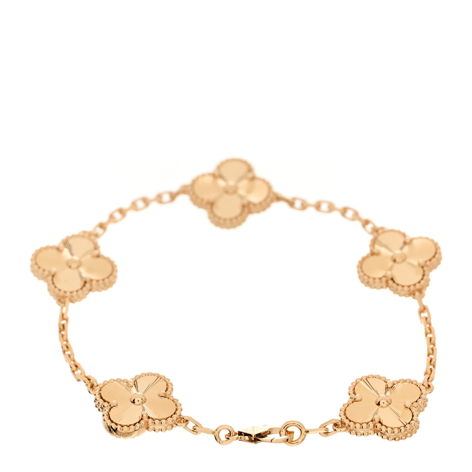 Van Cleef & Arpels 18K Yellow Gold 5 Motifs Guilloche Vintage Alhambra Bracelet 2 of 5