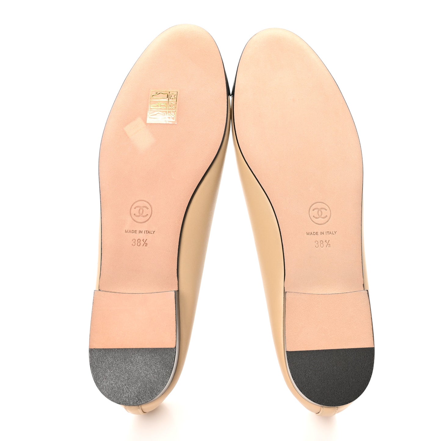 Lambskin Cap Toe CC Ballerina Flats 38.5 Beige Black