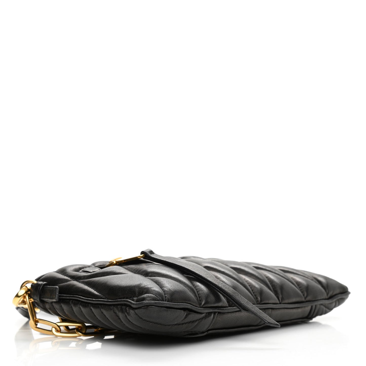 Nappa Matelasse Chain Zip Shoulder Bag Black