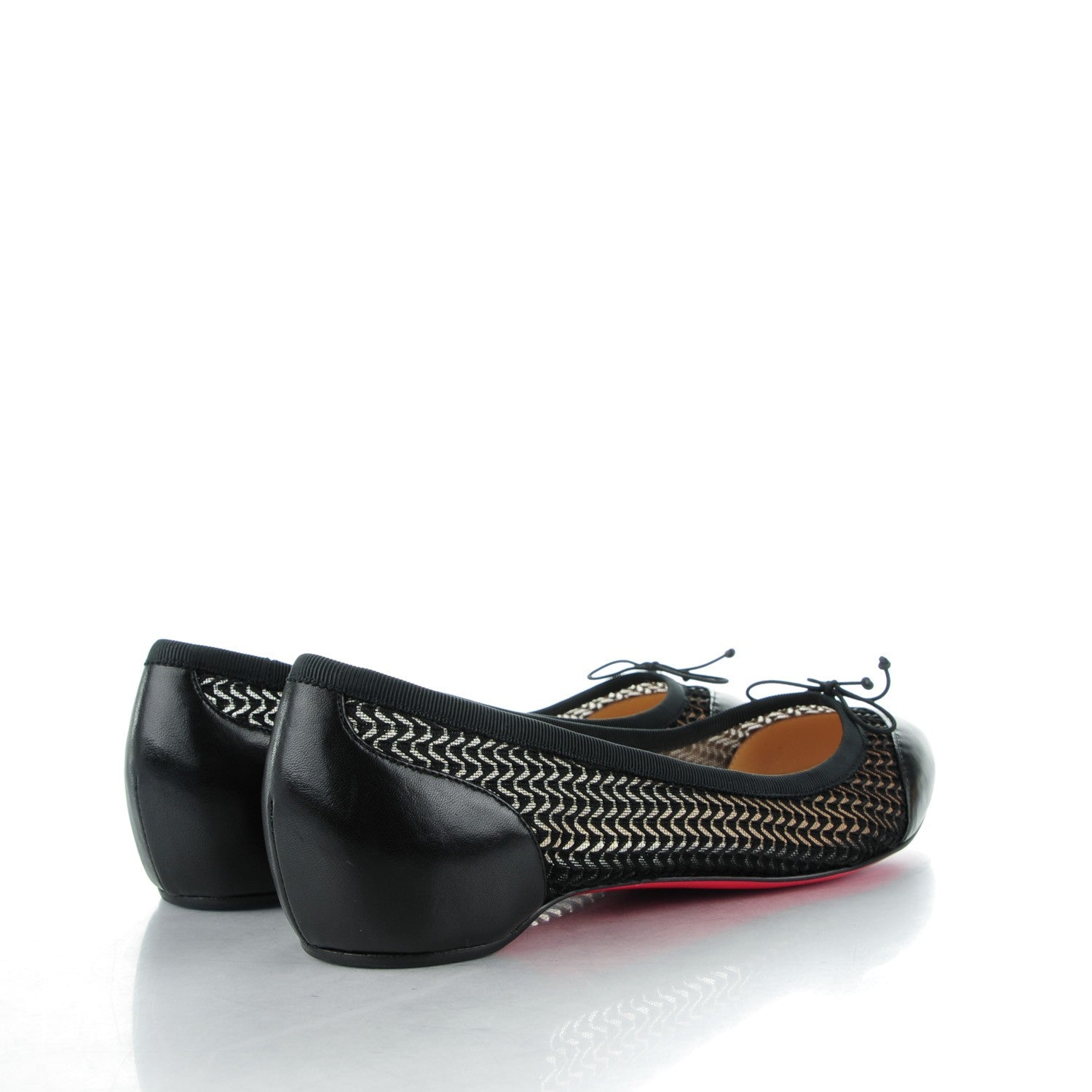 Christian Louboutin Shiny Nappa Maille Miss Mix Flats 35.5 Version Black 4 of 8