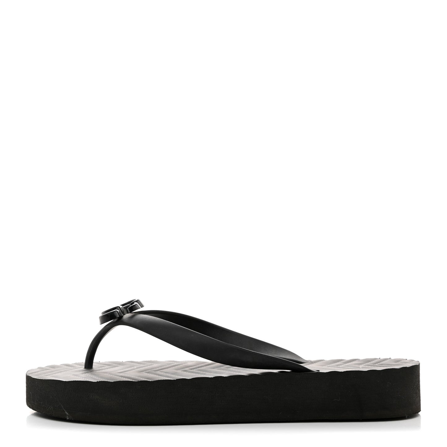 Rubber Chevron Womens GG Thong Sandals 40 Black