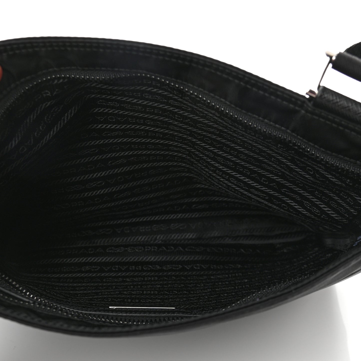 Re-Nylon Saffiano Pocket Flat Messenger Bag Black