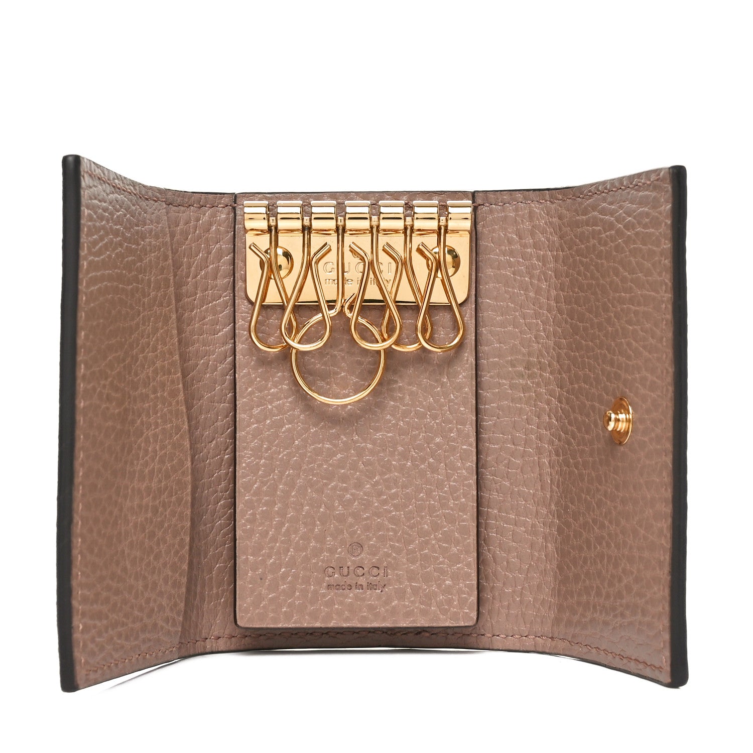 Gucci Dollar Calfskin GG Supreme Monogram GG Marmont 6 Key Holder Case Porcelain Rose Beige Ebony 7 of 9