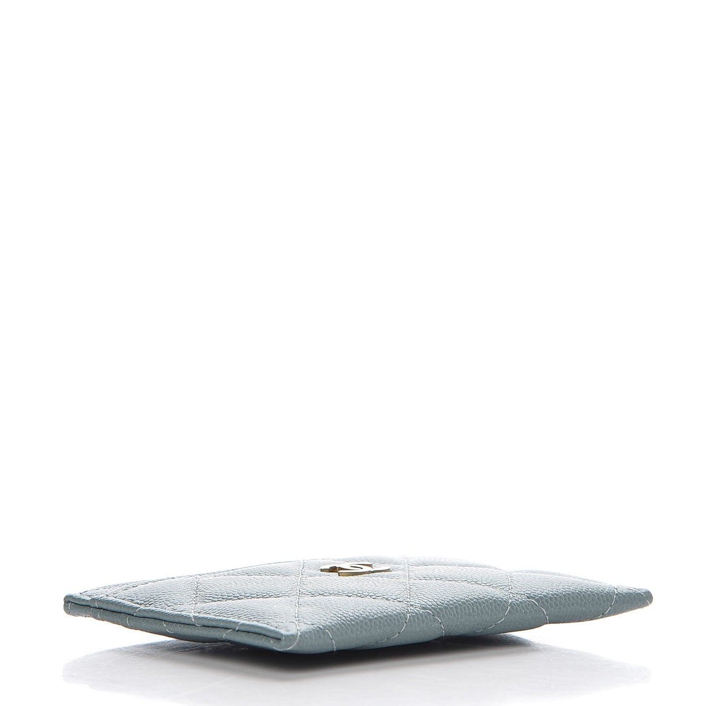 Iridescent Caviar Quilted Card Holder Light Blue