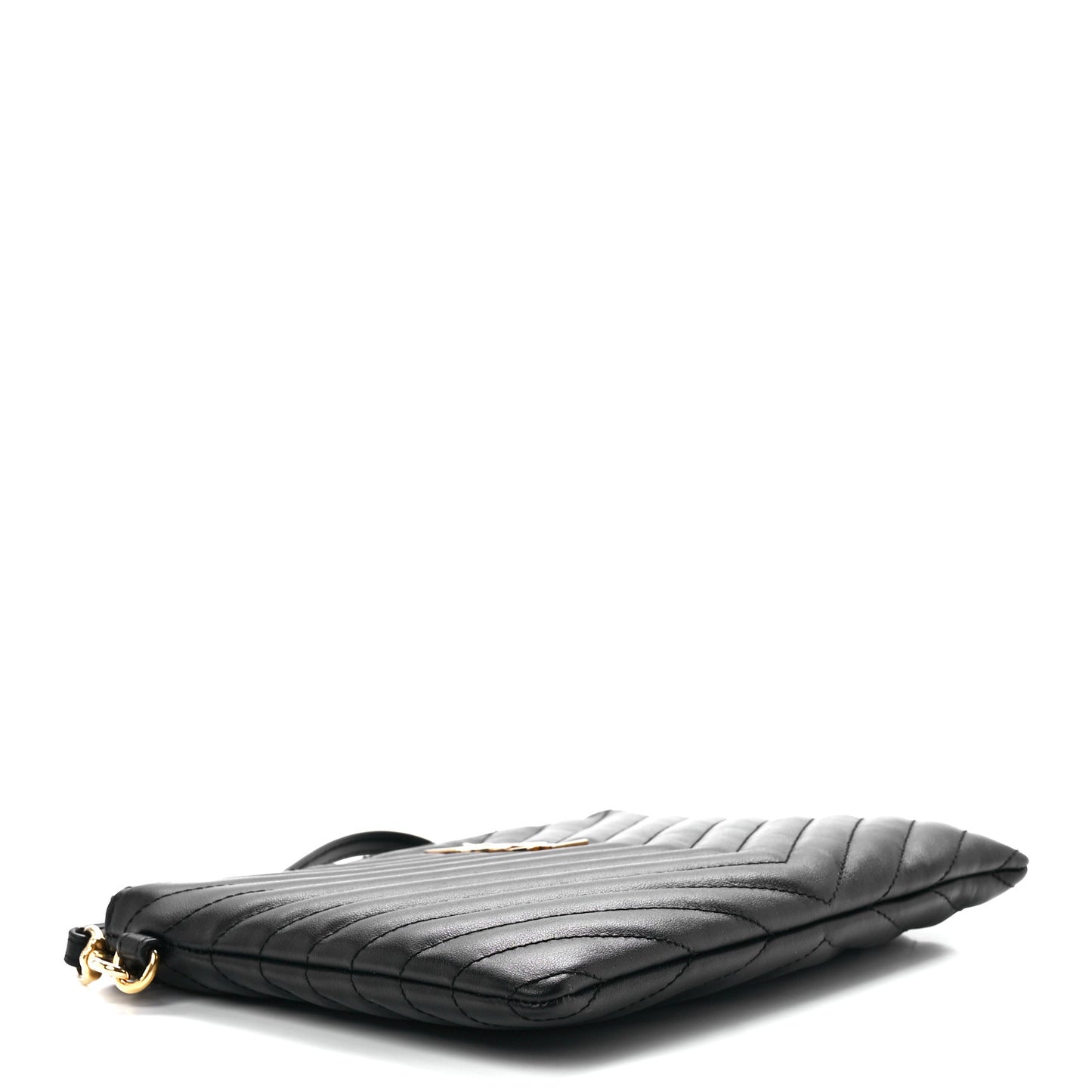 Calfskin Matelasse Chevron Monogram A5 Wristlet Black
