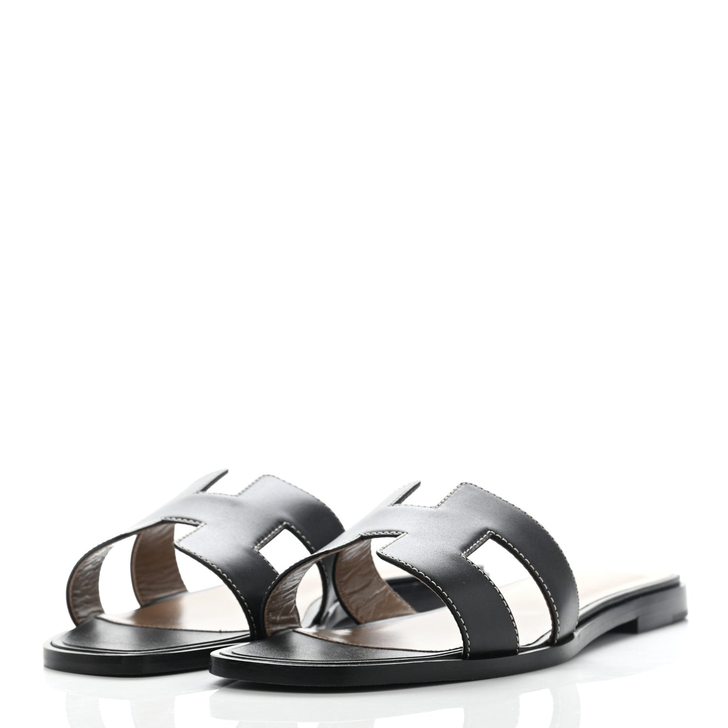 Box Calfskin Oran Sandals 38 Black