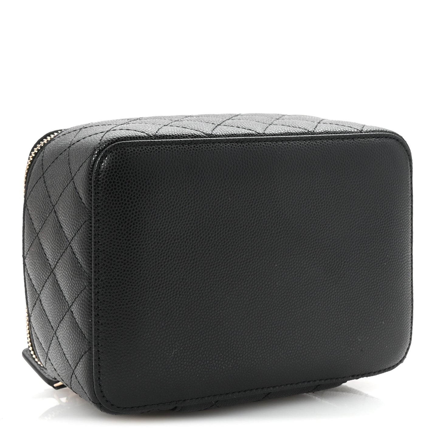 Caviar Quilted Top Handle Jewelry Case Black