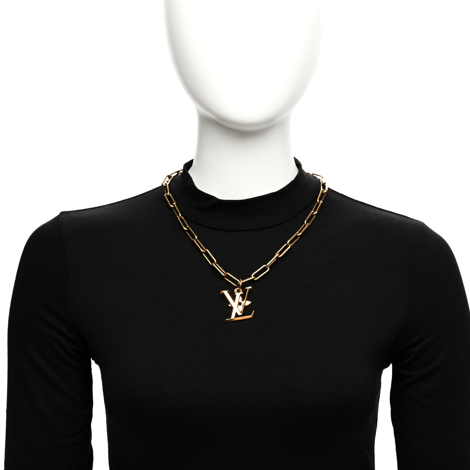 Louis Vuitton Metal LV Flower Necklace Gold 2 of 5