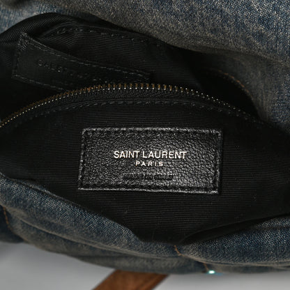 Saint Laurent Denim Quilted Small Loulou Puffer Monogram Chain Satchel Blue Cinnamon 11 of 23