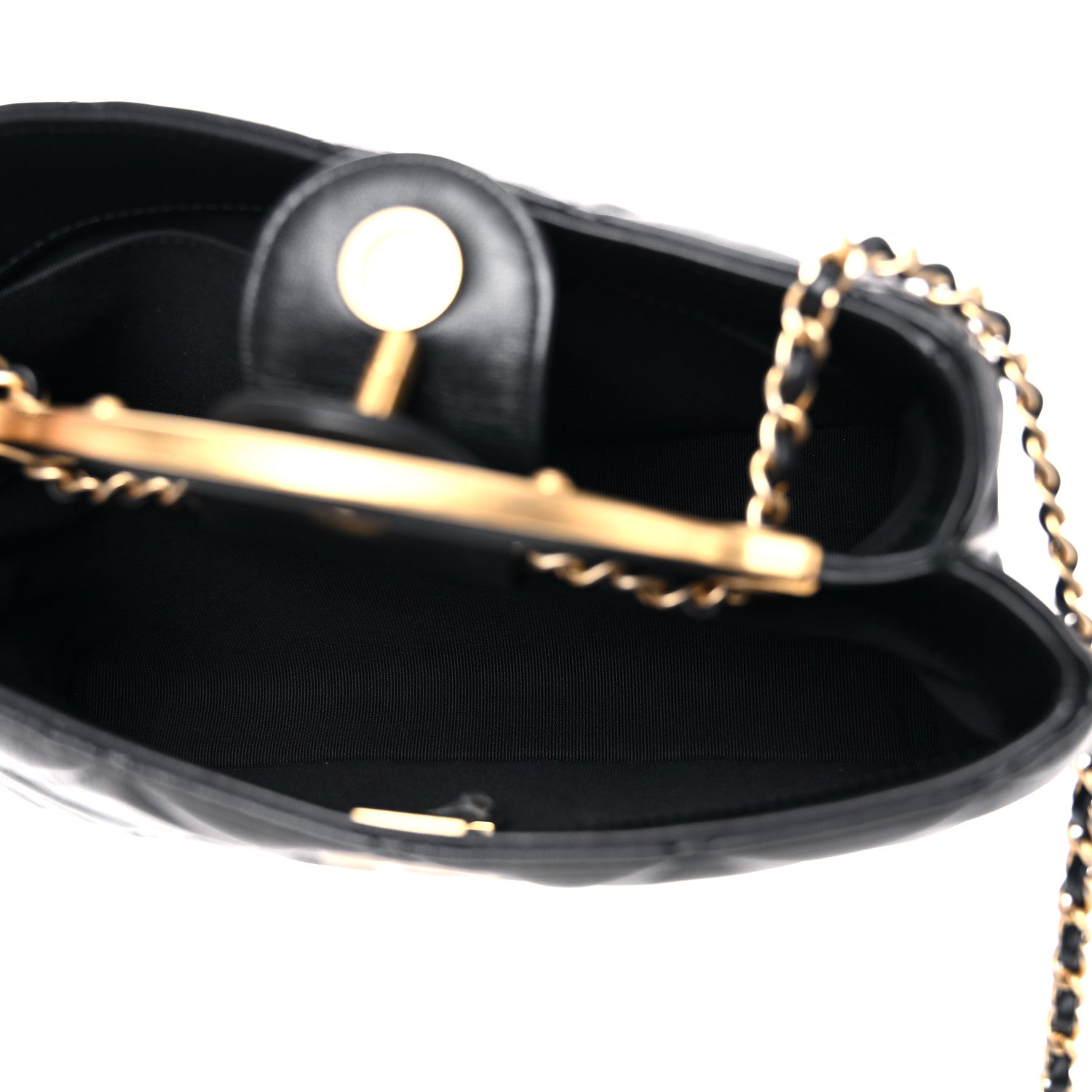 Chanel Calfskin Quilted Lady Handle Clutch Tote Black 5 of 11