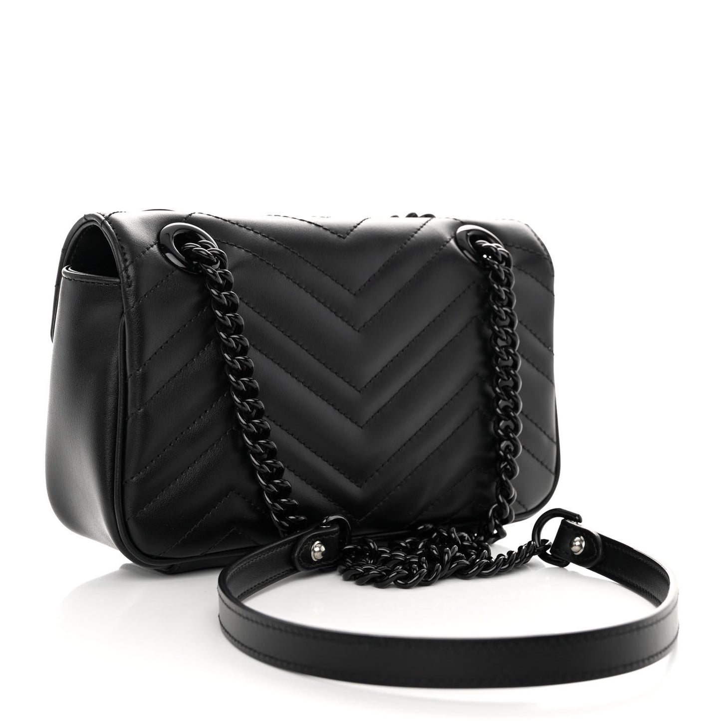 Calfskin Matelasse Monochrome Mini GG Marmont Shoulder Bag Black