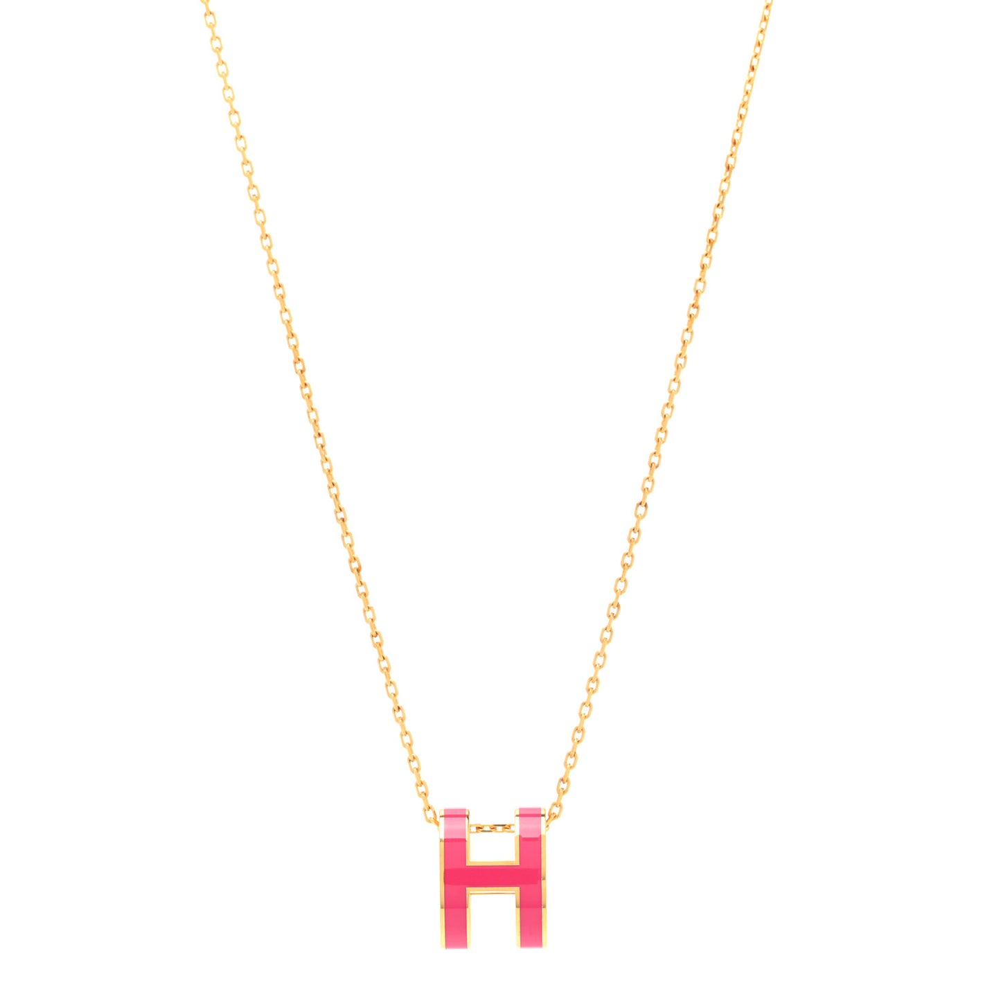 Lacquered Gold Pop H Pendant Necklace Rose Extreme