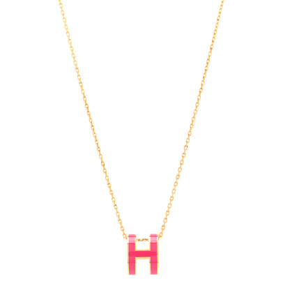 Hermes Lacquered Gold Pop H Pendant Necklace Rose Extreme 1 of 7