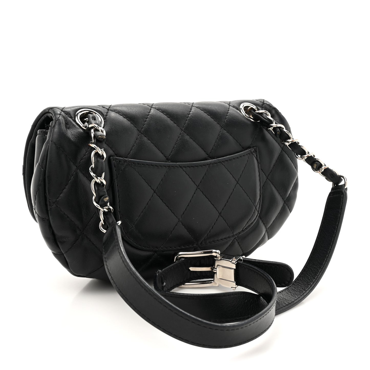 Calfskin Quilted CC Uniform Flap Belt Bag Black