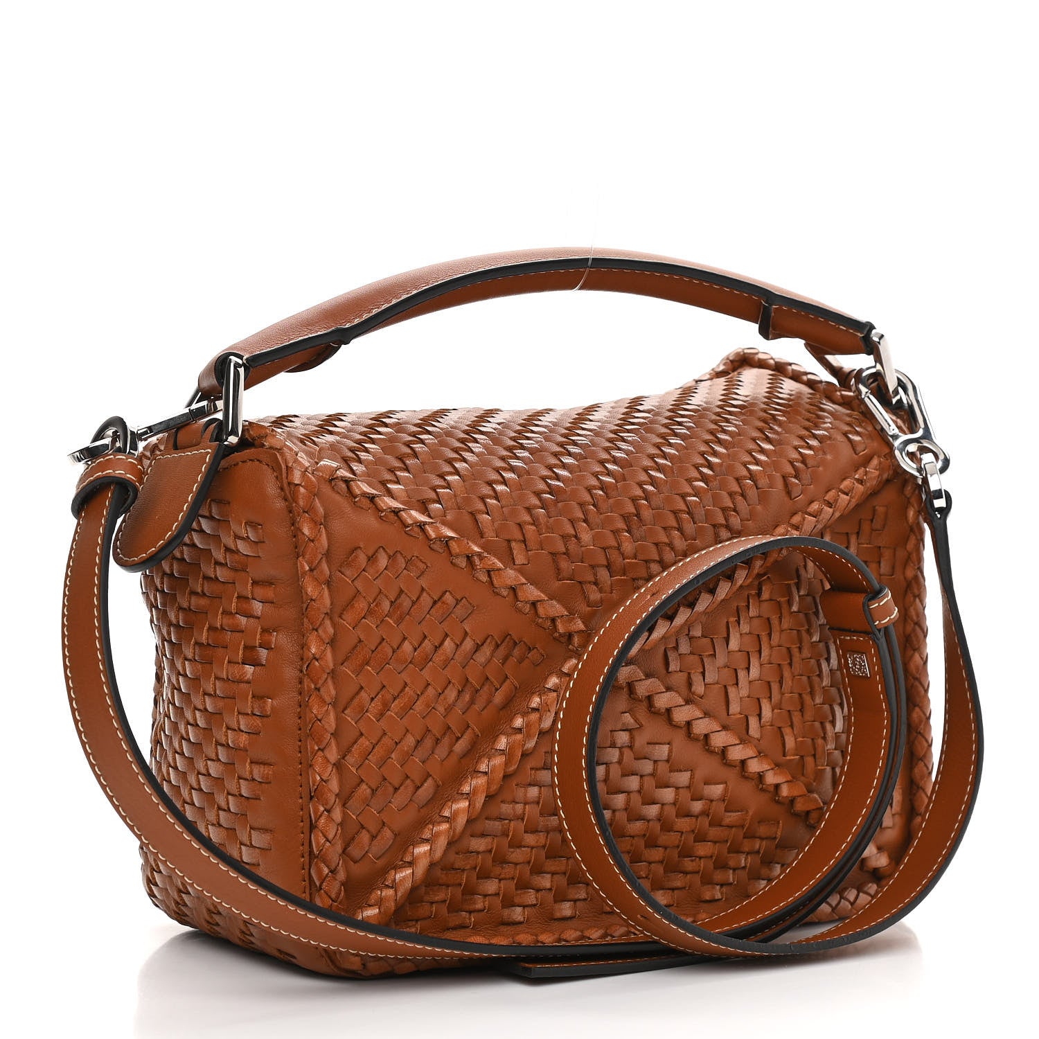 Loewe Calfskin Woven Small Puzzle Bag Tan 3 of 12