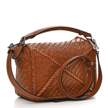 Loewe Calfskin Woven Small Puzzle Bag Tan 3 of 12