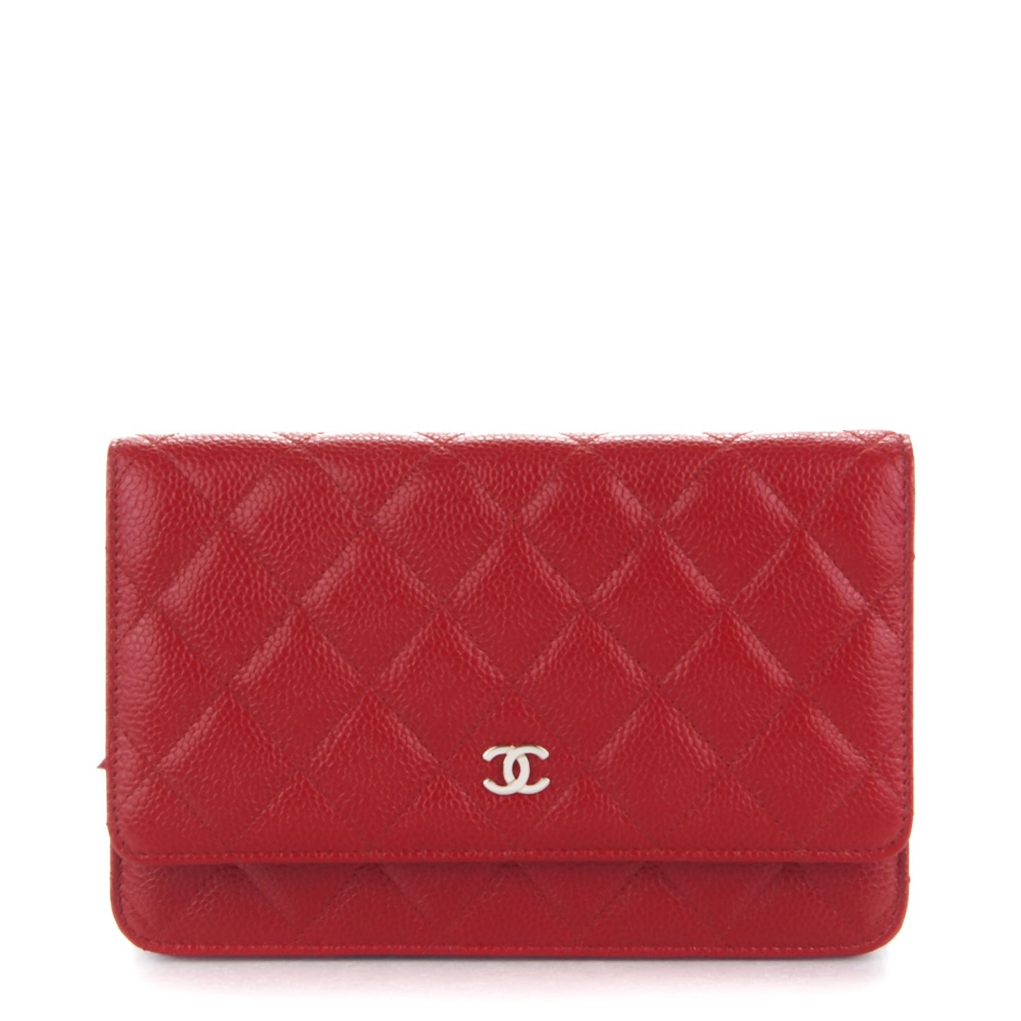 Caviar Quilted Wallet On Chain WOC Dark Red