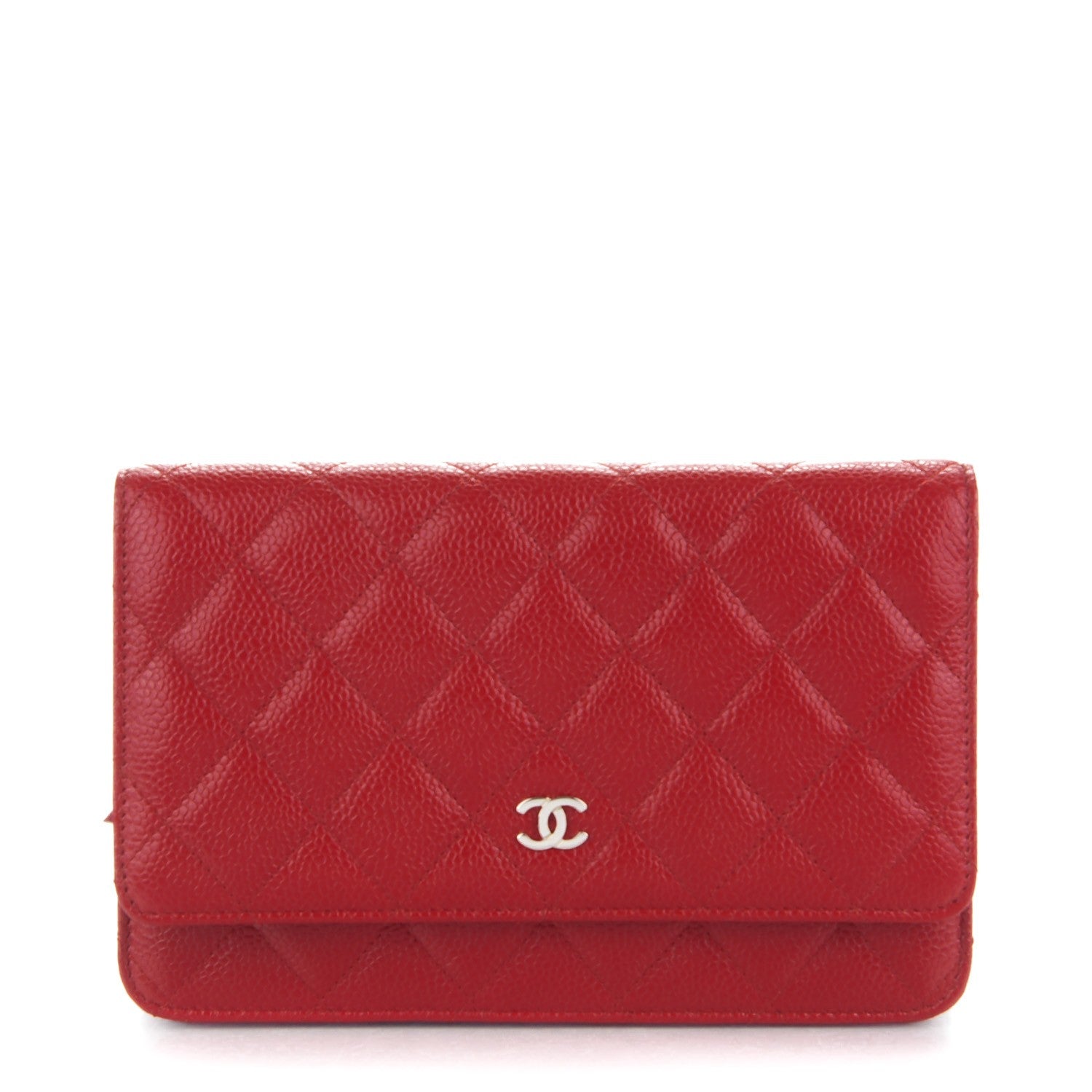 Chanel Caviar Quilted Wallet On Chain WOC Dark Red 1 of 8