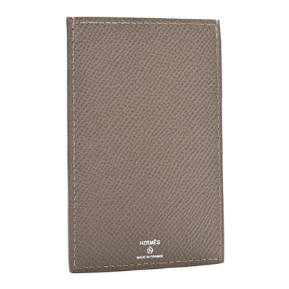 Hermes Epsom Evercolor Lizard Taurillon Clemence Petit Owl Card Holder Gris Asphalt Ficelle Black 3 of 7