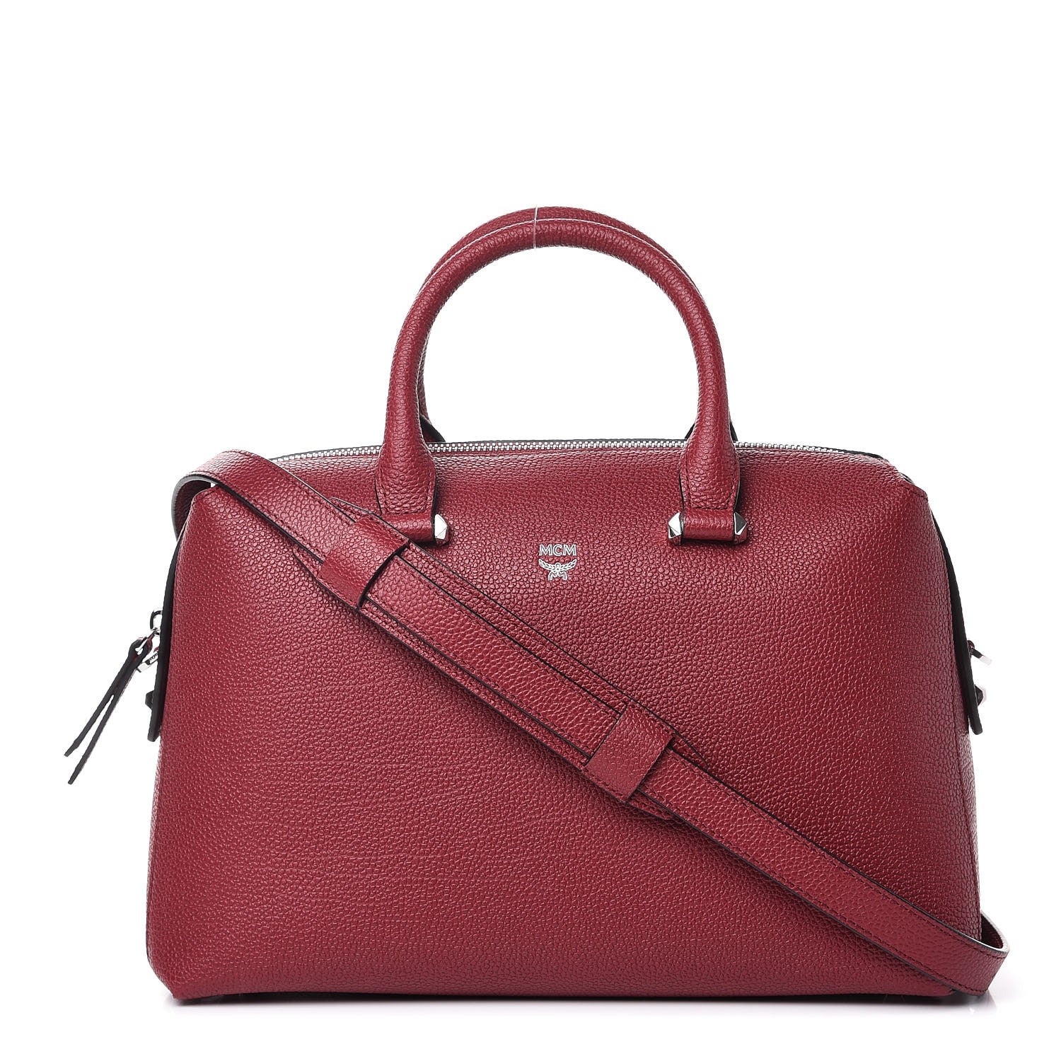 MCM Grained Calfskin Medium Ella Boston Burgundy 1 of 7