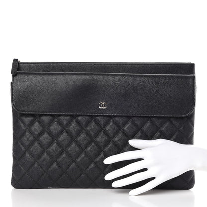 Chanel Iridescent Caviar Quilted Large Flap Cosmetic Case Black 2 of 8