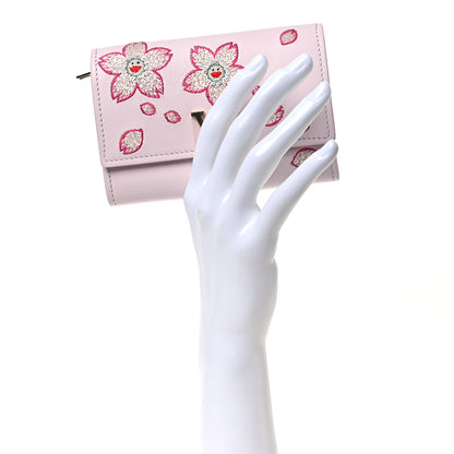 Louis Vuitton LV X TM Lambskin Embroidered Cherry Blossom Capucines Compact Wallet Pink 2 of 9