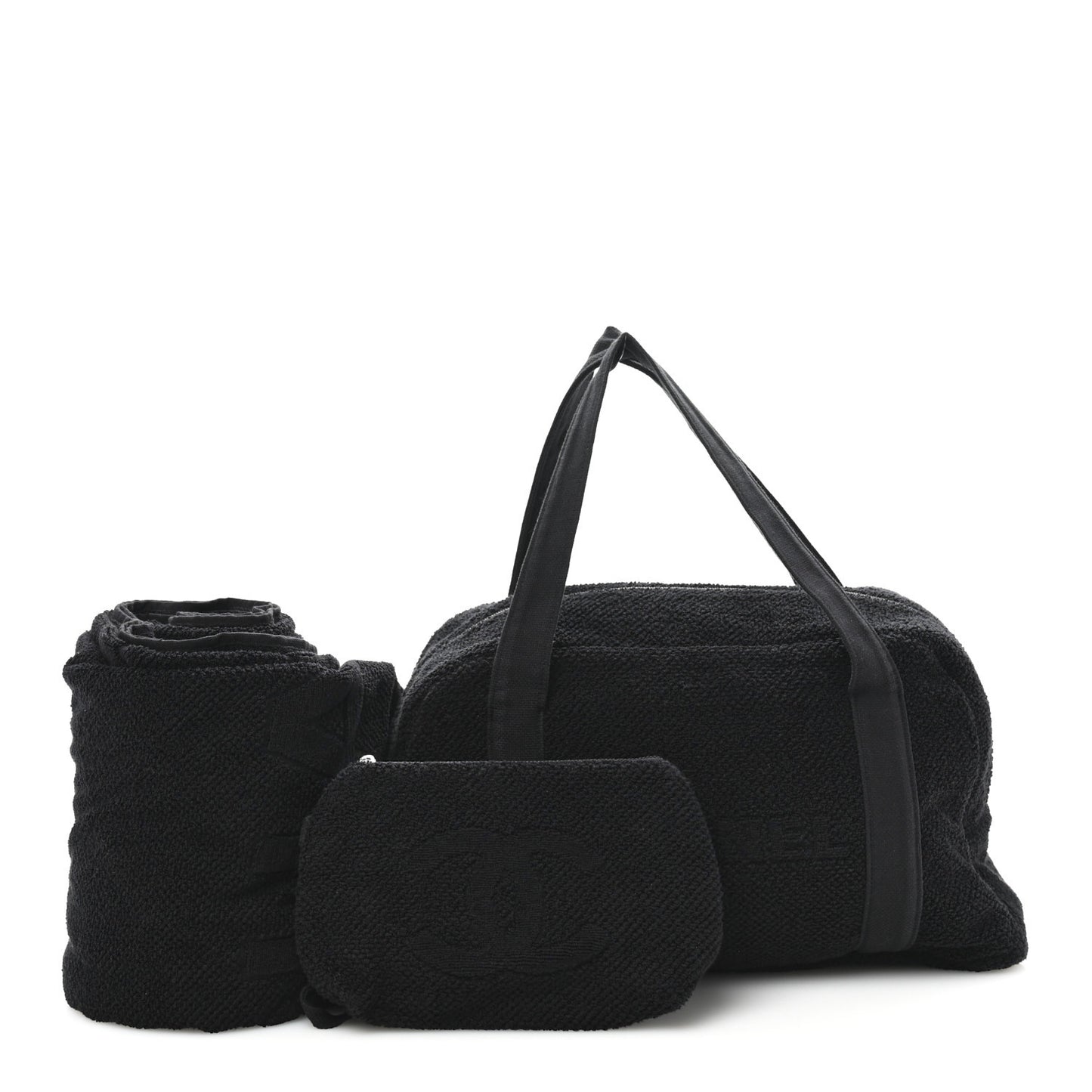 Terry Cotton CC Beach Duffel Towel Set Black