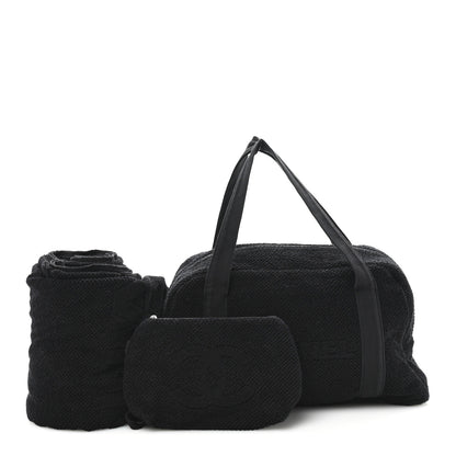 Chanel Terry Cotton CC Beach Duffel Towel Set Black 1 of 11