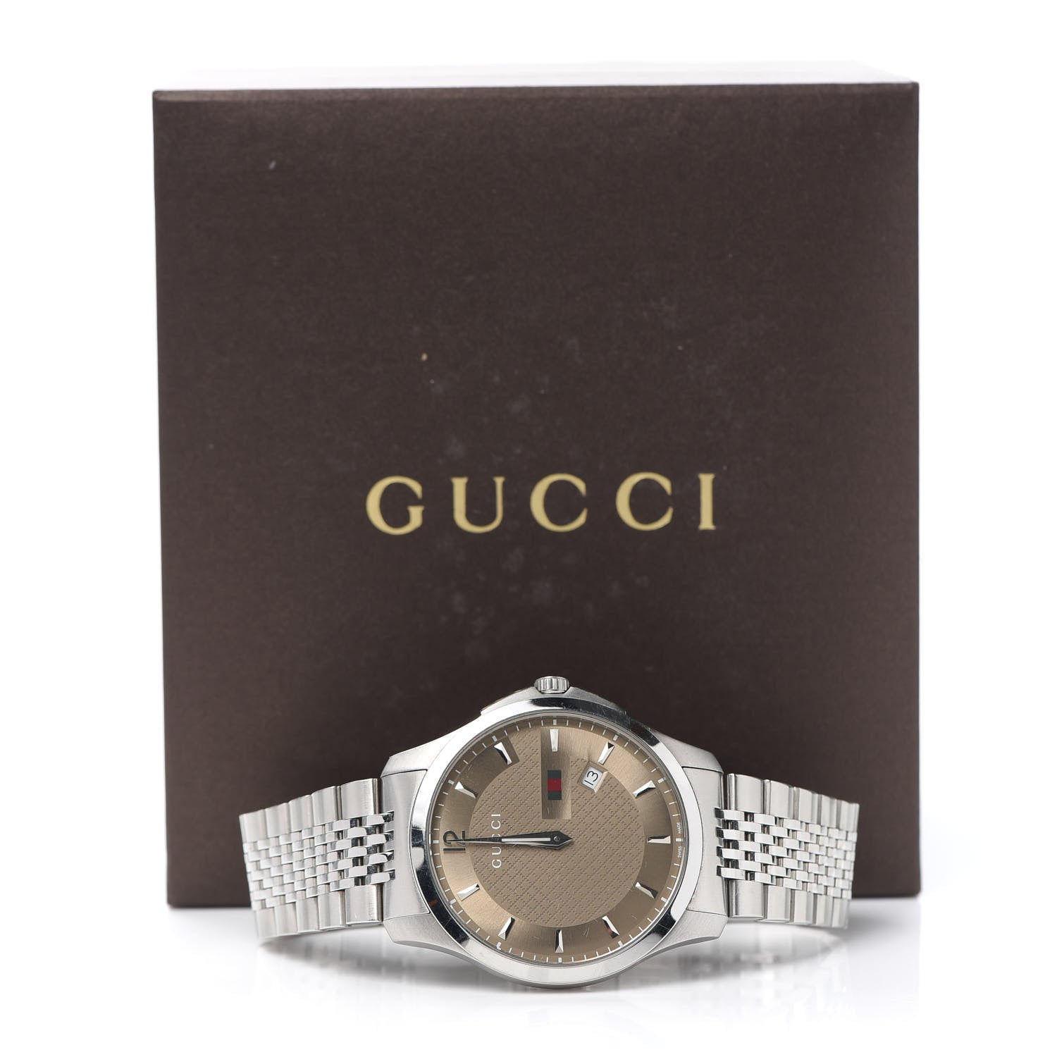 Gucci Stainless Steel 40mm G-Timeless Quartz Watch Brown 6 of 6