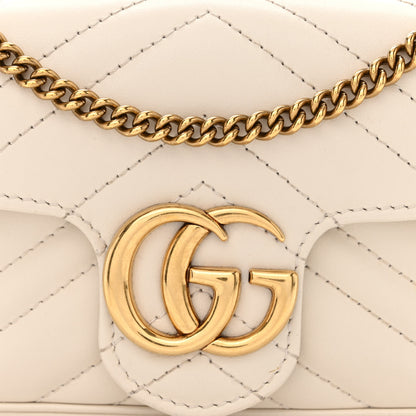 Gucci Calfskin Matelasse Super Mini GG Marmont Shoulder Bag White 8 of 11