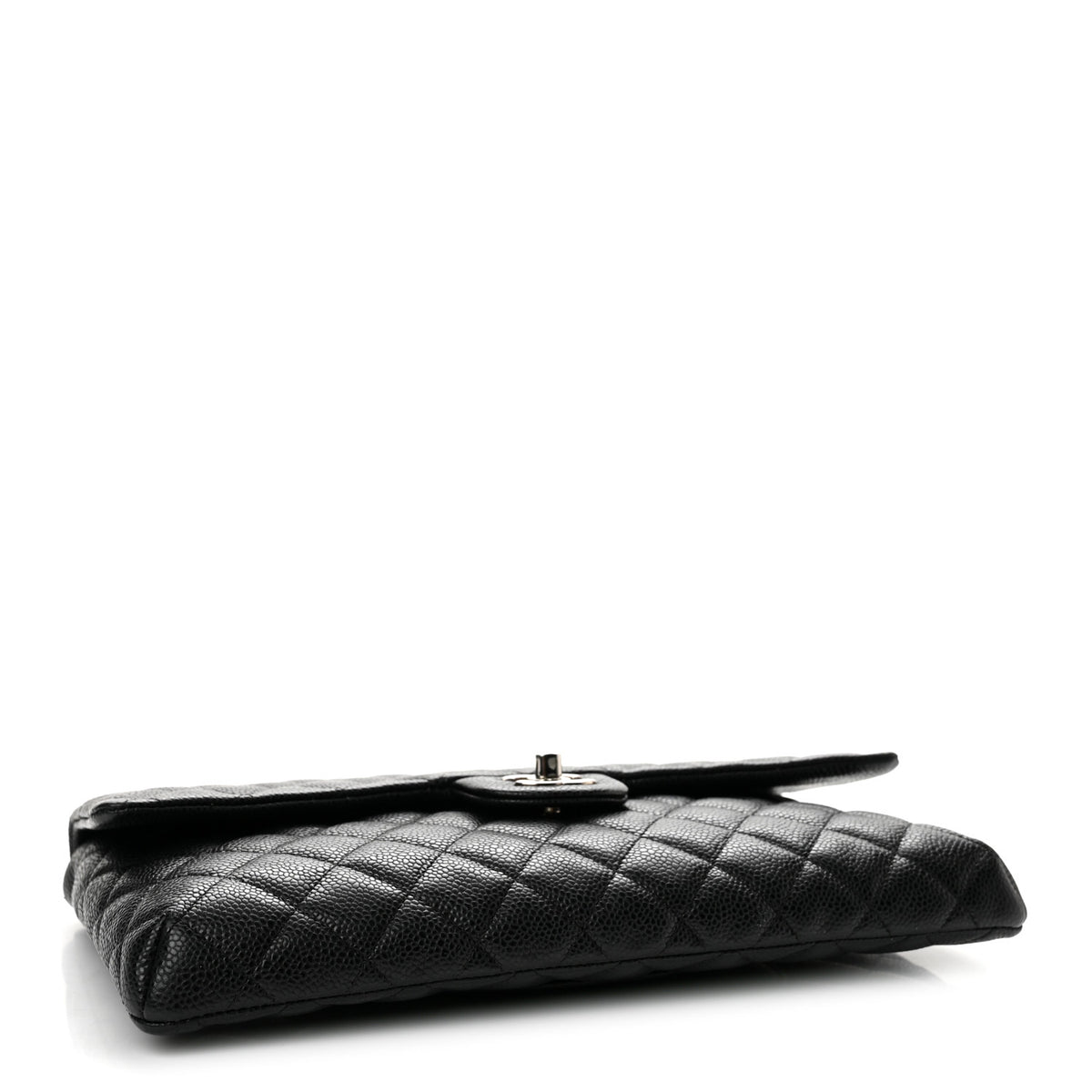 Caviar Quilted Flap Clutch Black