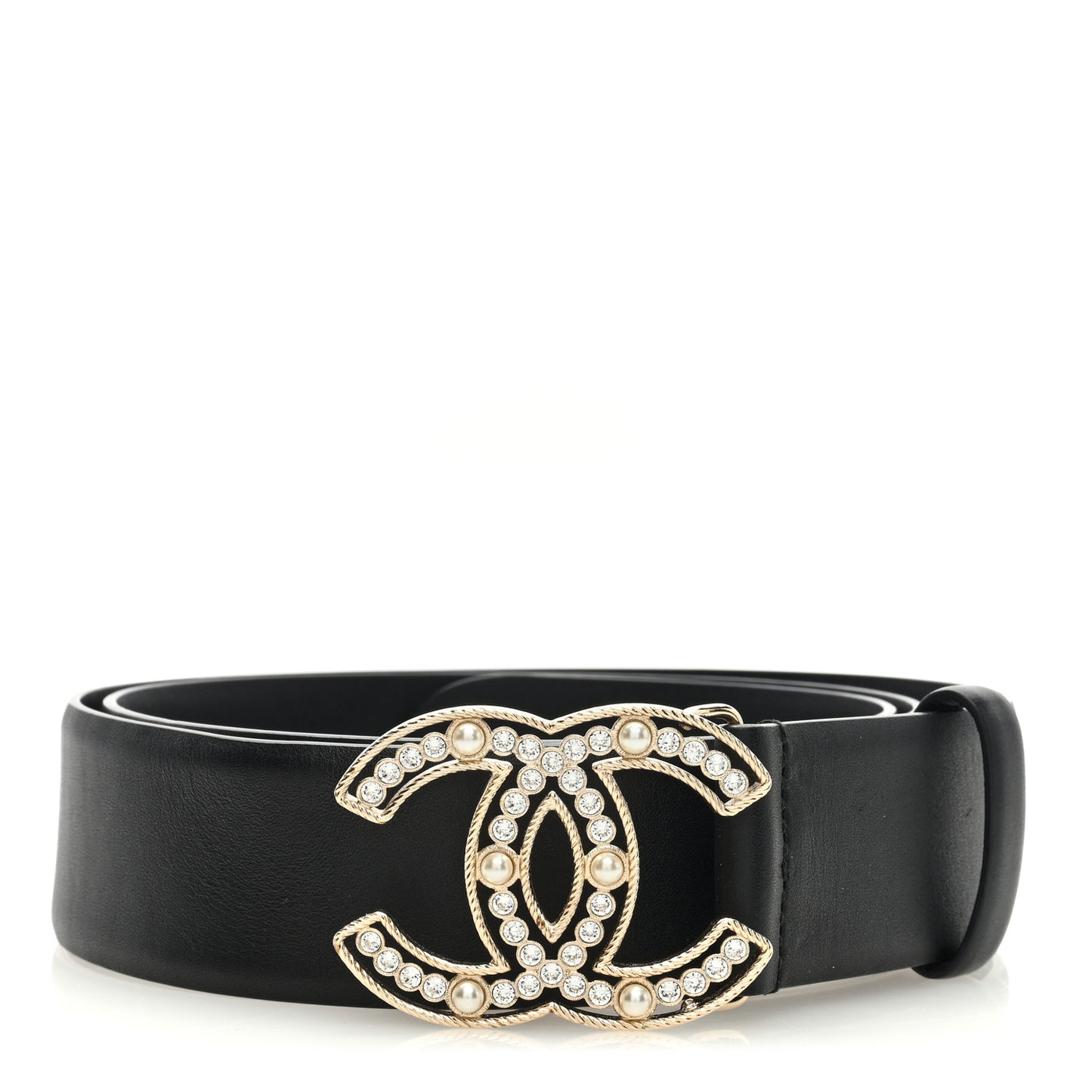 Pearl Crystal Sparkling Pearls CC Belt 90 36 Black