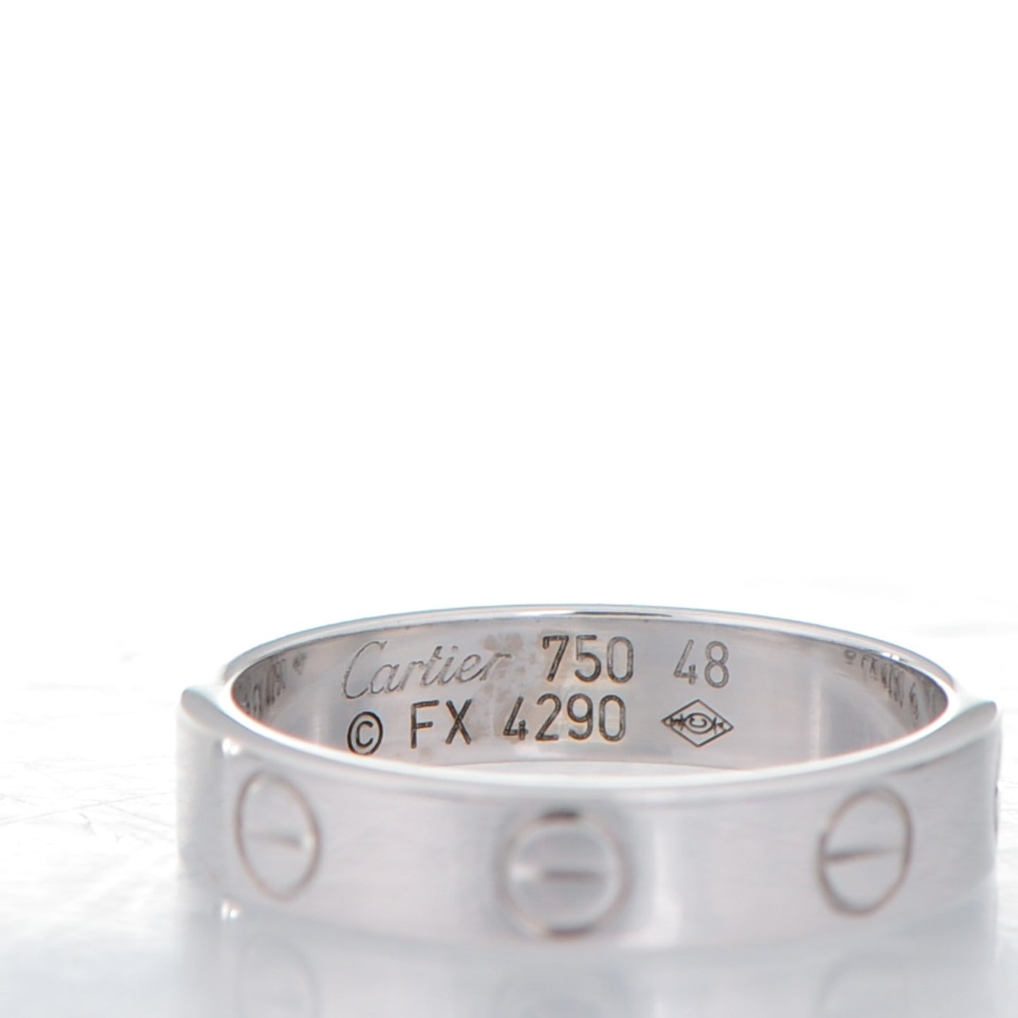 18K White Gold 4mm LOVE Wedding Band Ring 48 4.5