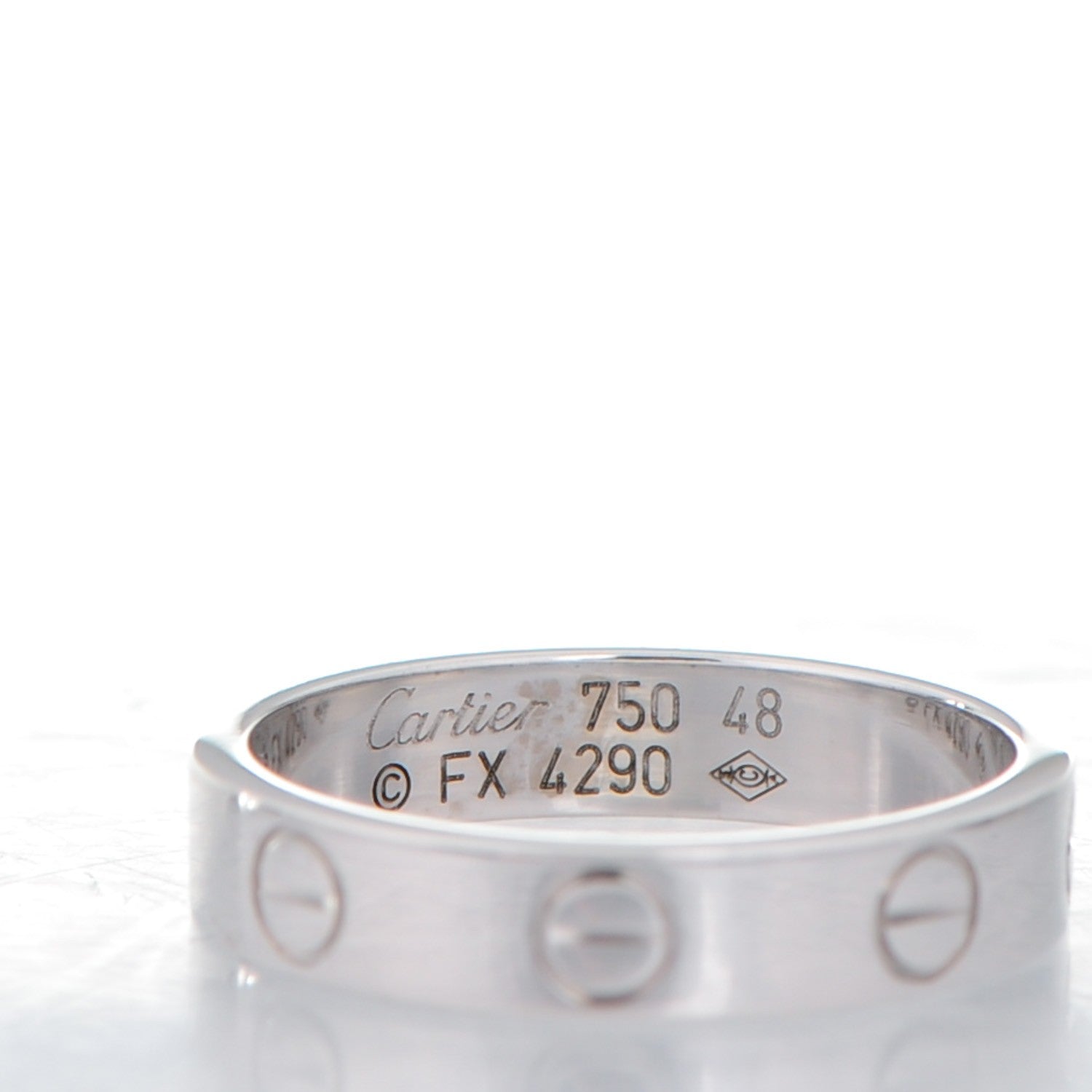 Cartier 18K White Gold 4mm LOVE Wedding Band Ring 48 4.5 3 of 4