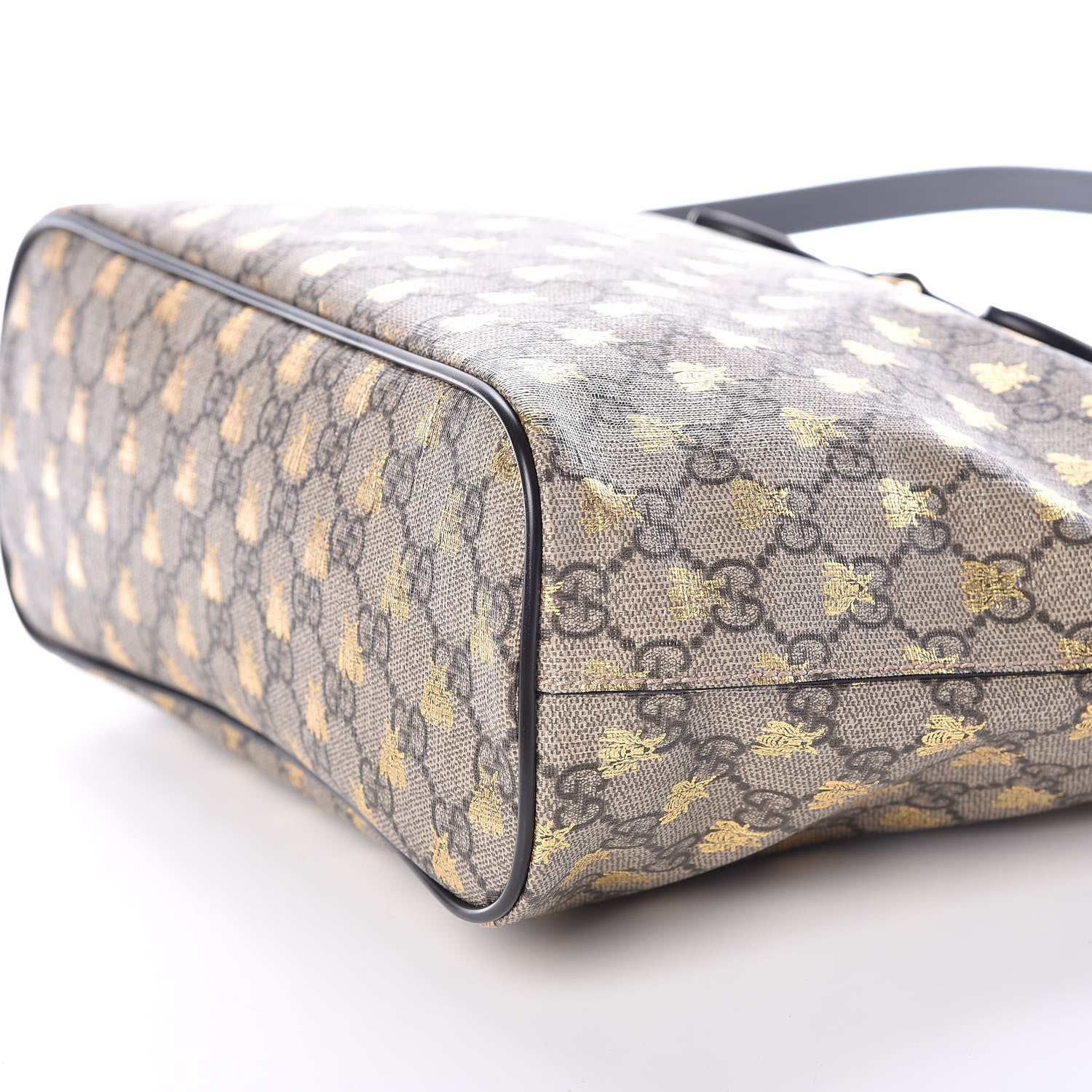 Gucci Soft GG Supreme Monogram Bees Small Crossbody Tote Beige Oro Black 9 of 9