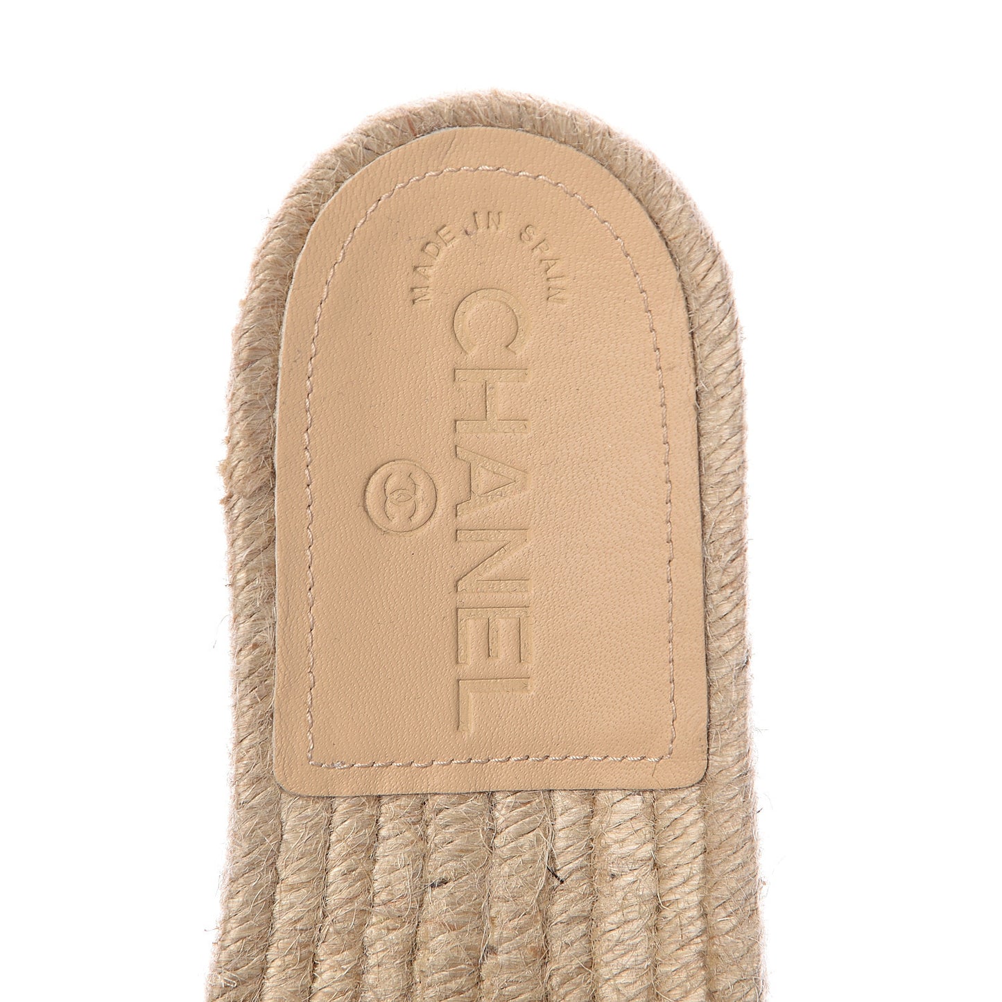Lambskin Pearl CC Espadrille Slip On Sandals 37 Beige