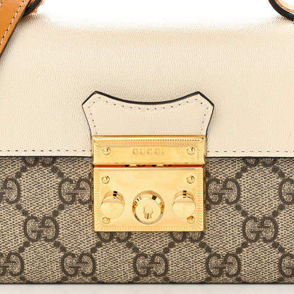 Gucci GG Supreme Monogram New Sakai Calfskin Mini Padlock Top Handle Shoulder Bag Beige Ebony Mystic White Sun Oil 8 of 10
