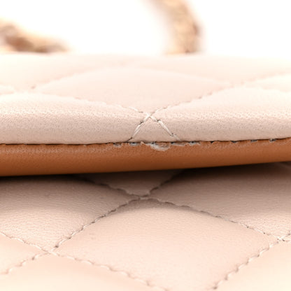 Chanel Lambskin Quilted Bi-Color Mini Top Handle Rectangular Flap Ecru Dark Beige 11 of 12