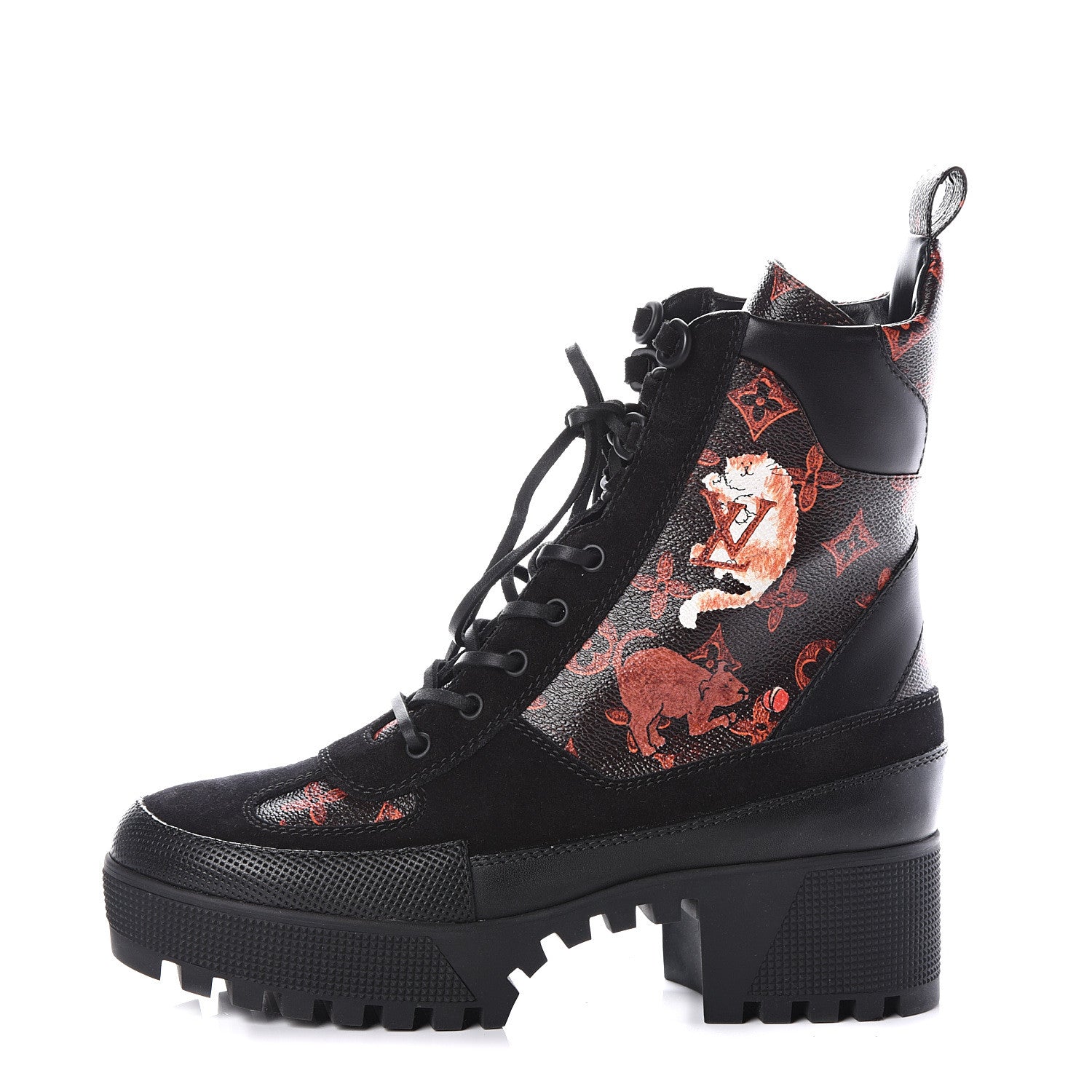Louis Vuitton Suede Calfskin Catogram Laureate Platform Desert Boots 40 Black Marron 1 of 12