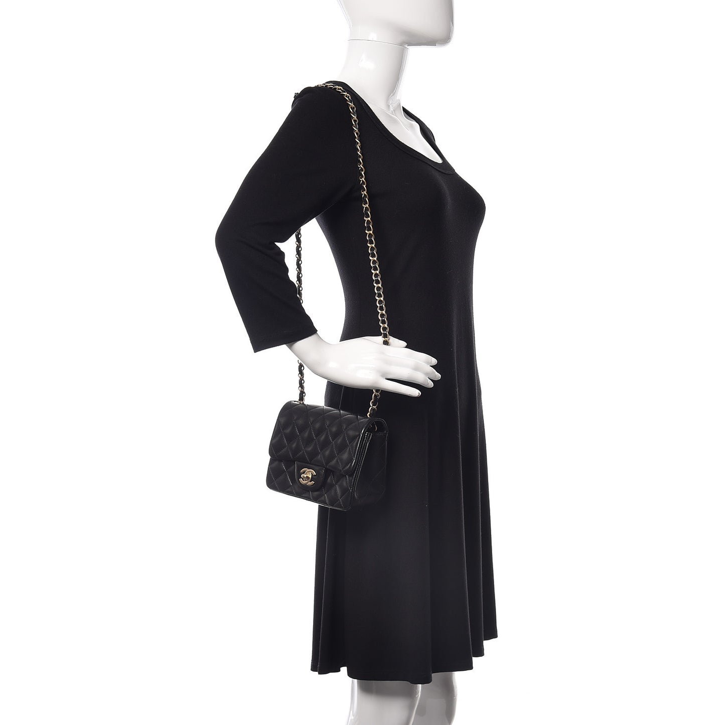 Lambskin Quilted Mini Square Flap Black