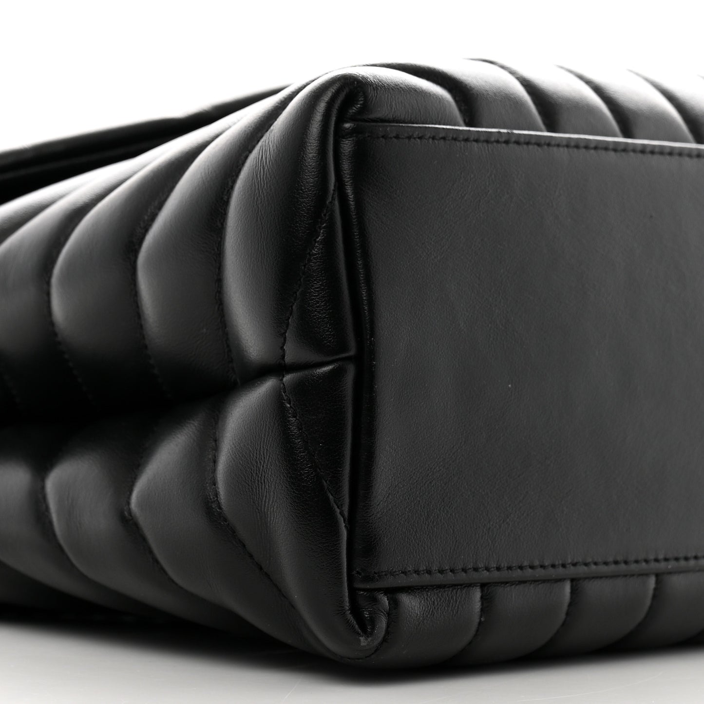 Calfskin Y Quilted Monogram Monochrome Medium Loulou Chain Satchel Black