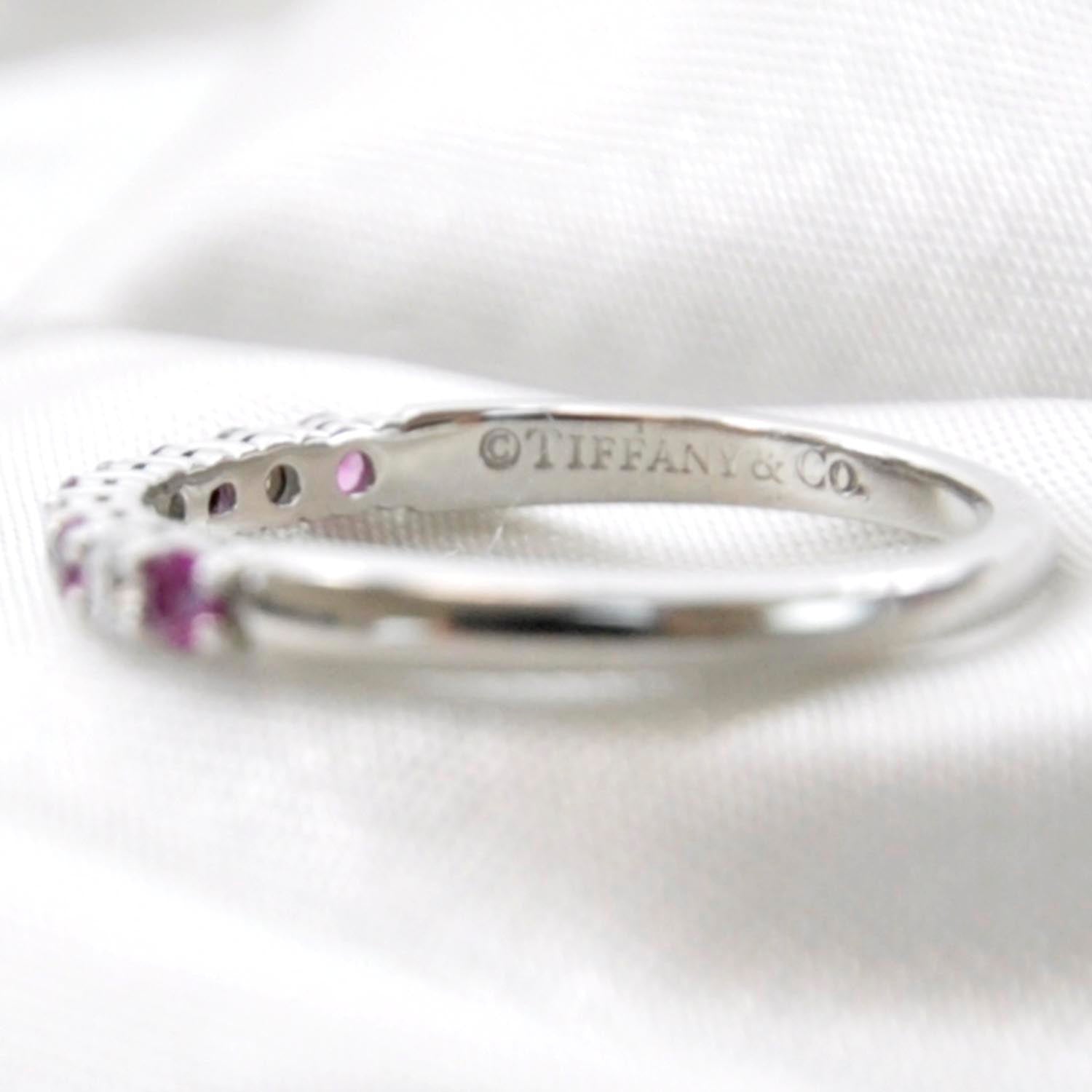 Tiffany Platinum Diamond Pink Sapphire Ring 6 4 of 5