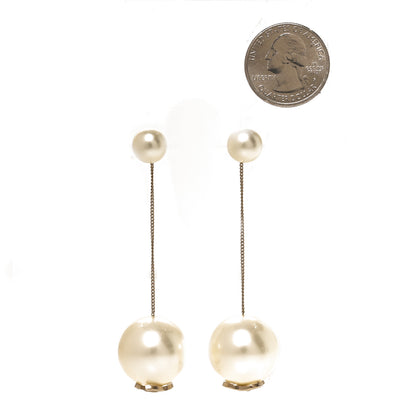 Chanel Pearl CC Chain Drop Earrings Gold 2 of 3