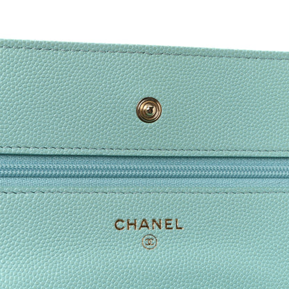 Chanel Caviar Quilted Wallet on Chain WOC Light Blue 6 of 11
