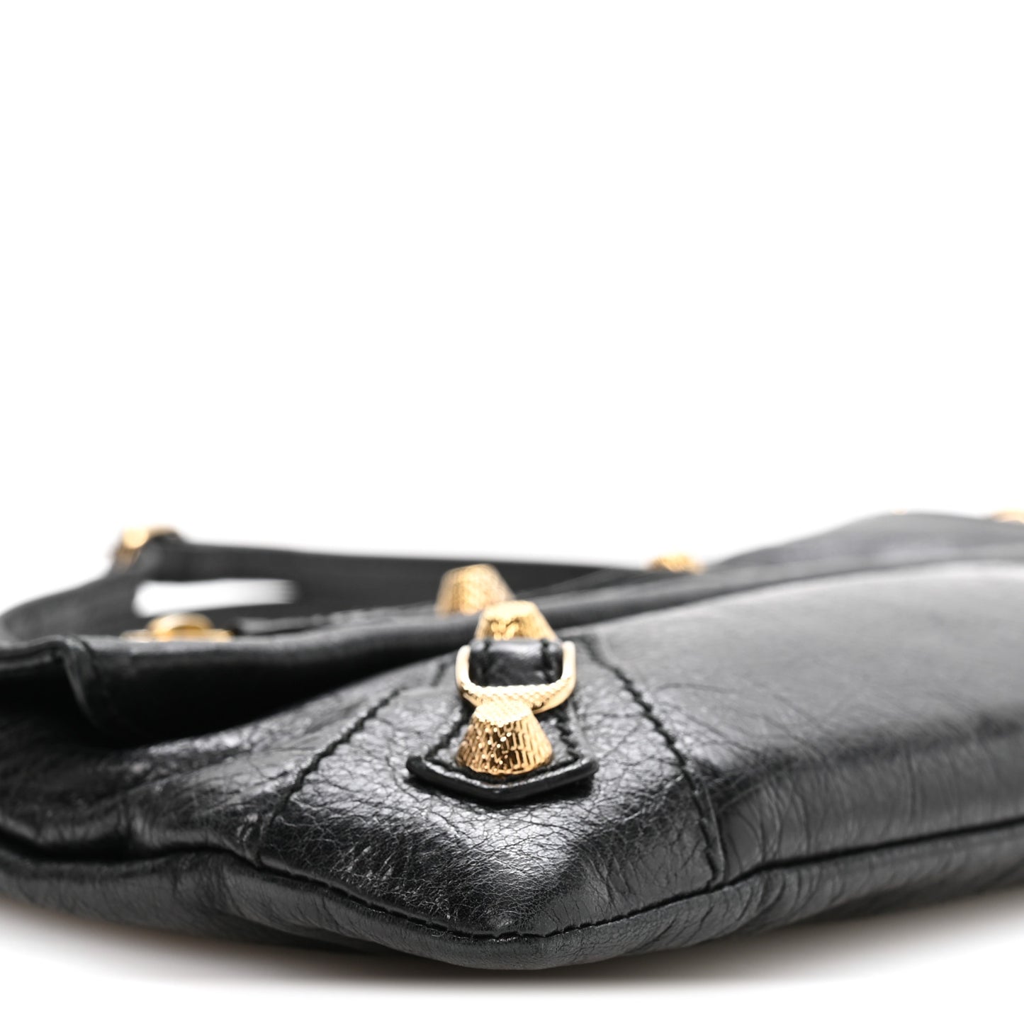 Agneau Giant 12 Gold Hardware Envelope Strap Clutch Black