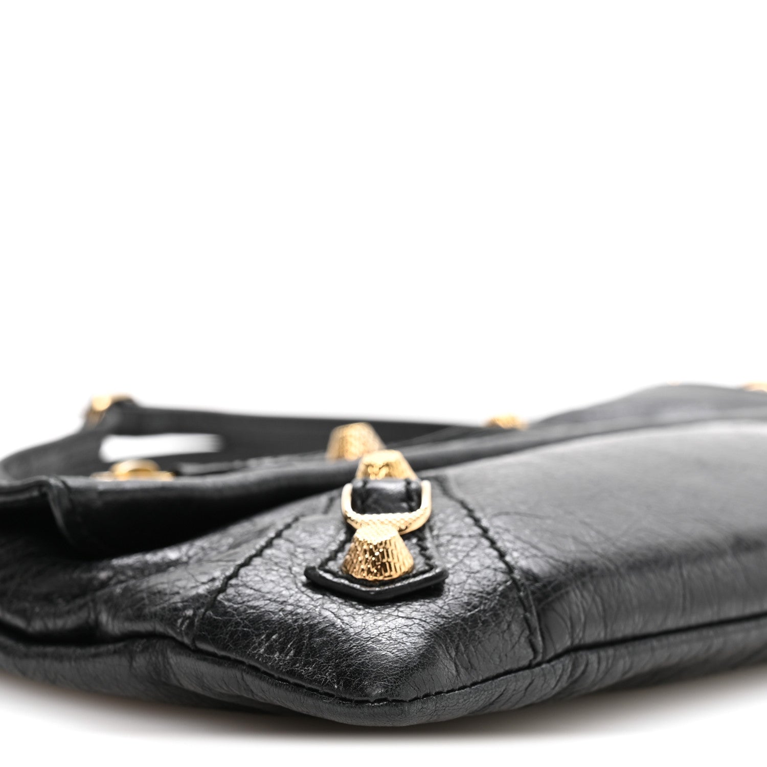 Balenciaga Agneau Giant 12 Gold Hardware Envelope Strap Clutch Black 9 of 10